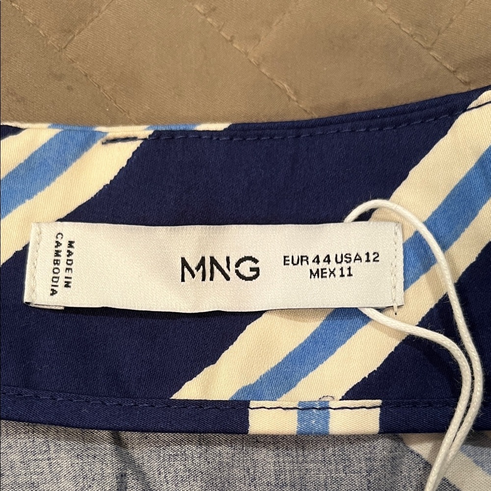 Mango Blue & White Slit Striped Skirt/NWT/12 - Picture 11 of 16